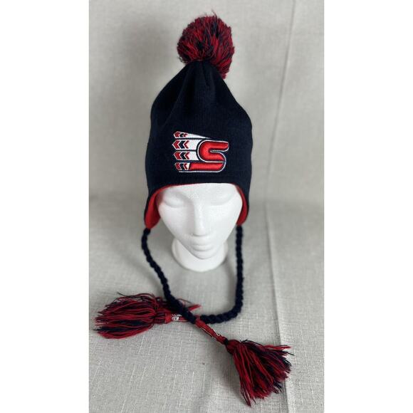 Spokane Chiefs Beanie Hat Blue Red New Era Pom Pom Adult One Size Hockey - Picture 1 of 8
